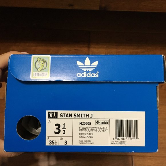 Adidas NWB Youth 3.5 US Stan Smith Sneaker White Green Heel Counter Lace Up - Picture 3 of 14